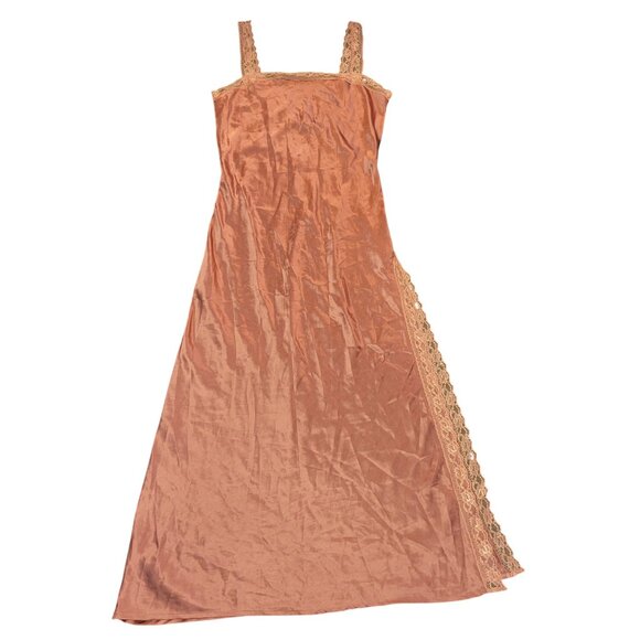 By Anthropologie Womens Sleep Dress Sz S Mauve Copper Reversible Lace-Trimmed Sl - Picture 1 of 10